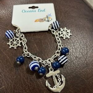 3/$18 Nautical Bracelet Blue/White/Silver  - New - Lot 1041